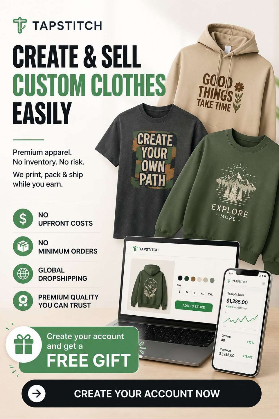 Start Your Own Custom Clothing Brand With Tapstitch — No Inventory Required