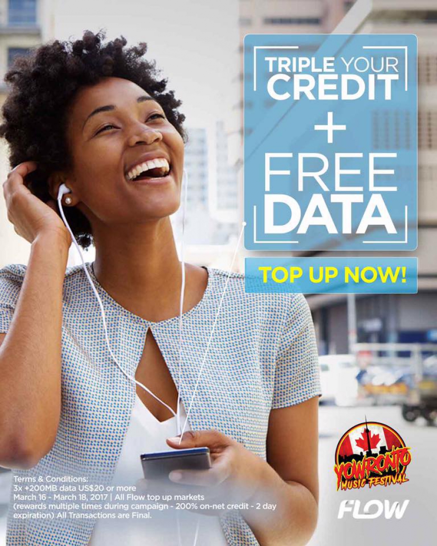Triple Your Credit Plus Free Data With Flow #topup Get More Deals At @yowronto Music Festival #tessannechin @matrixthinker #deals #canada150