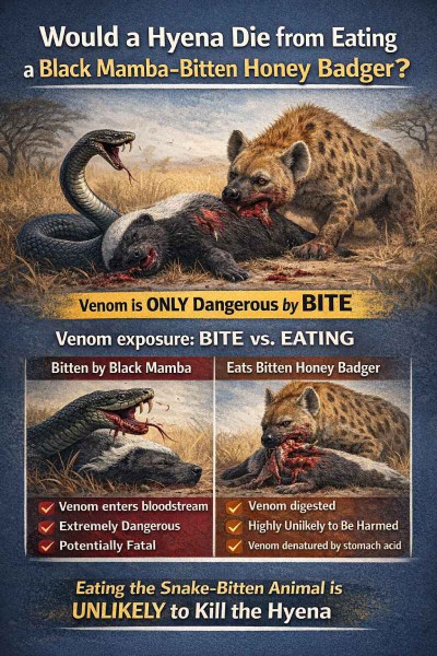 Would a Hyena Die from Eating a Black Mamba&ndash;Bitten Honey Badger?