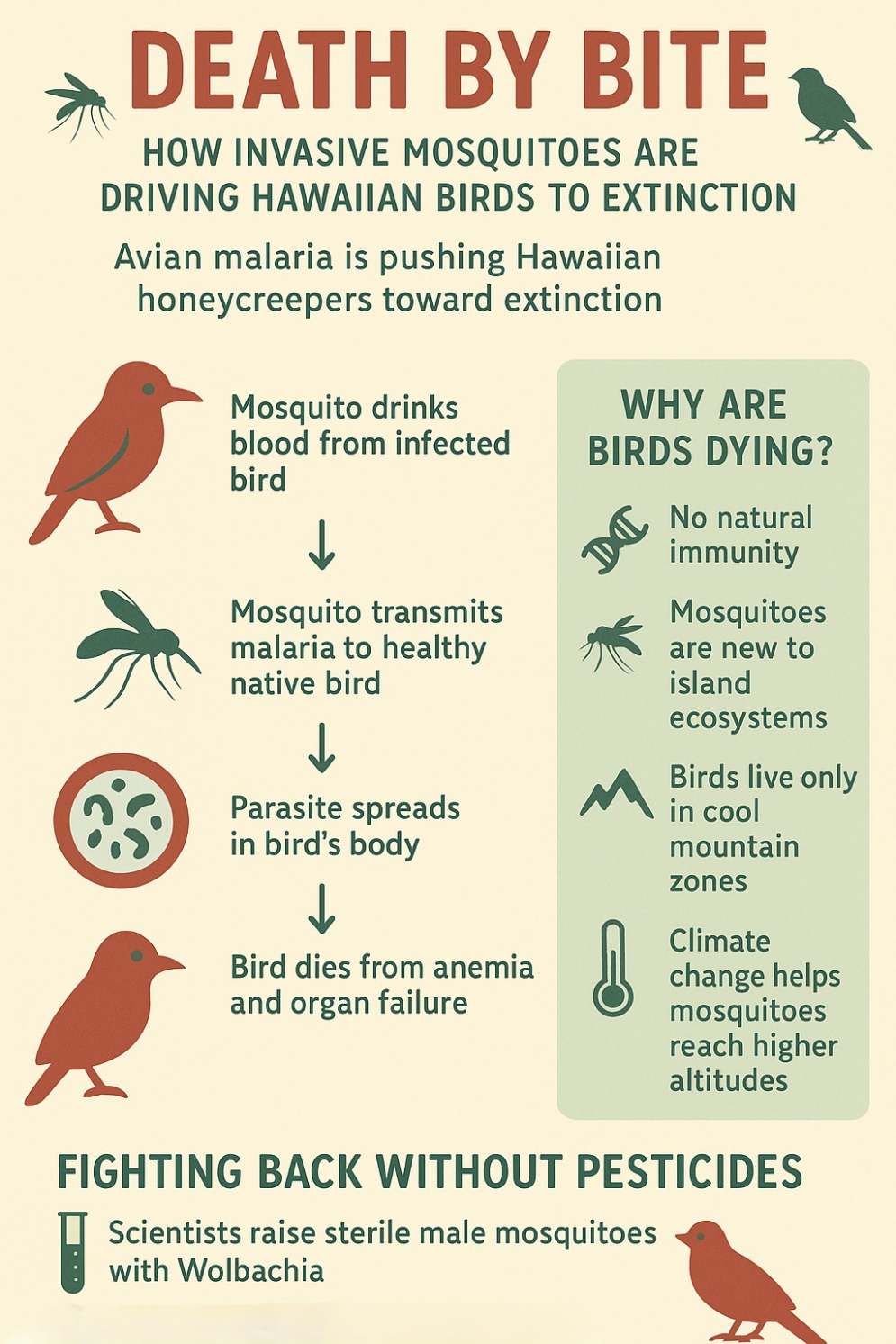 Death by Bite: How Invasive Mosquitoes Are Driving Hawaiian Birds to Extinction