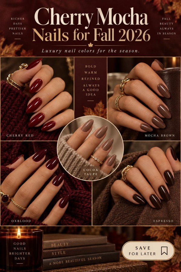 Cherry Mocha Nails for Fall 2026