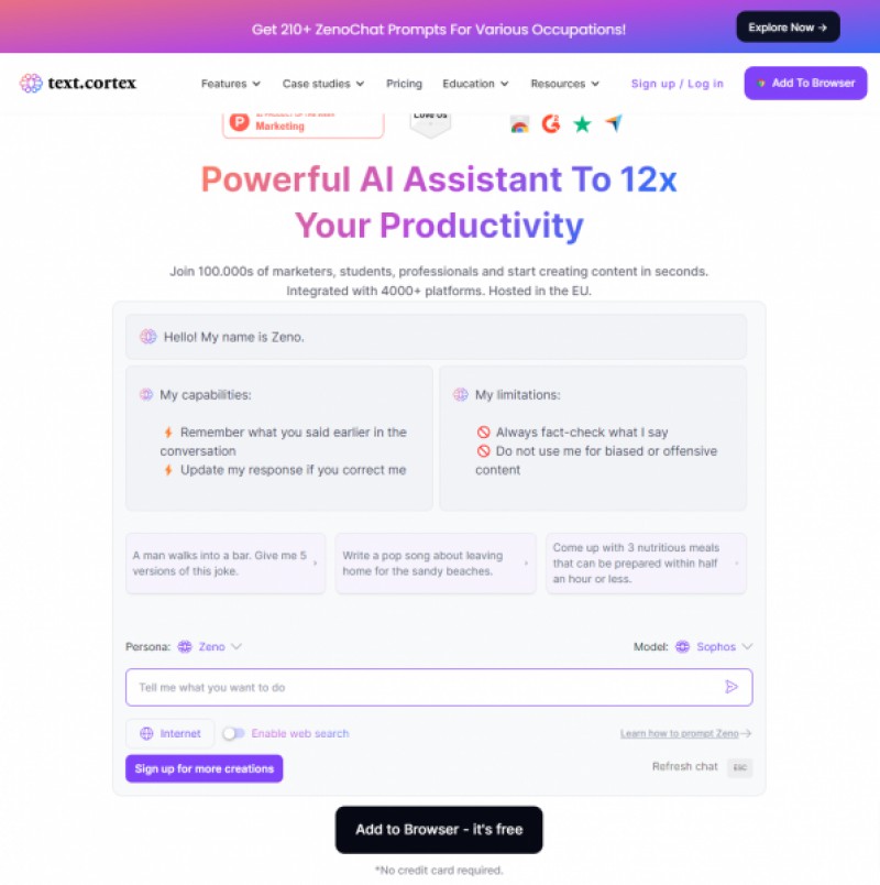 Free Trial: Experience Textcortex: Zeno Chatgpt AI Writing Assistant For Enhanced Productivity (#aitool