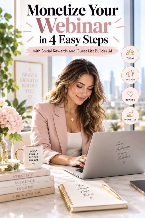 Monetize Your Webinar in 4 Easy Steps with Social Rewards and Guest List Builder AI