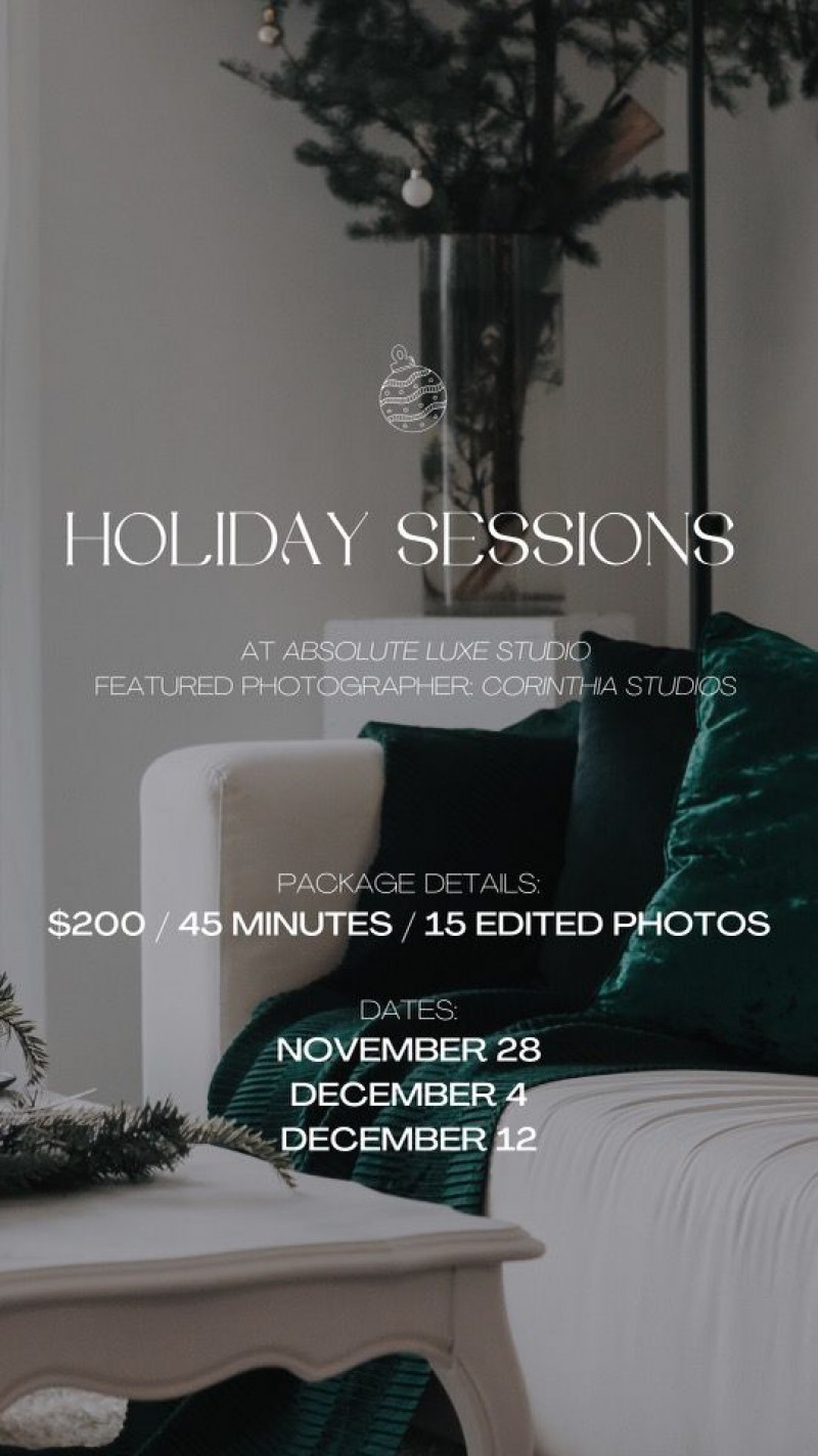 Create Memorable Holiday Photos With Corinthia Studios @ Absolute Luxe Studio #photoshoot #christmasphotoshoot #holidayphotoshoot