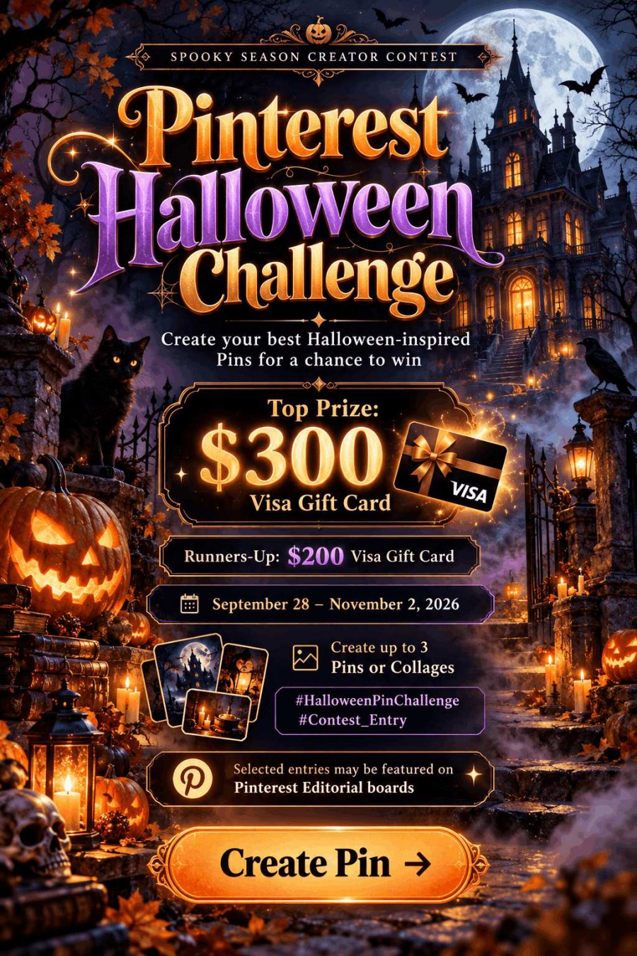 Pinterest Halloween Challenge 2026: Creators Can Enter Up to Three Spooky Pins for a Chance to Win $300
