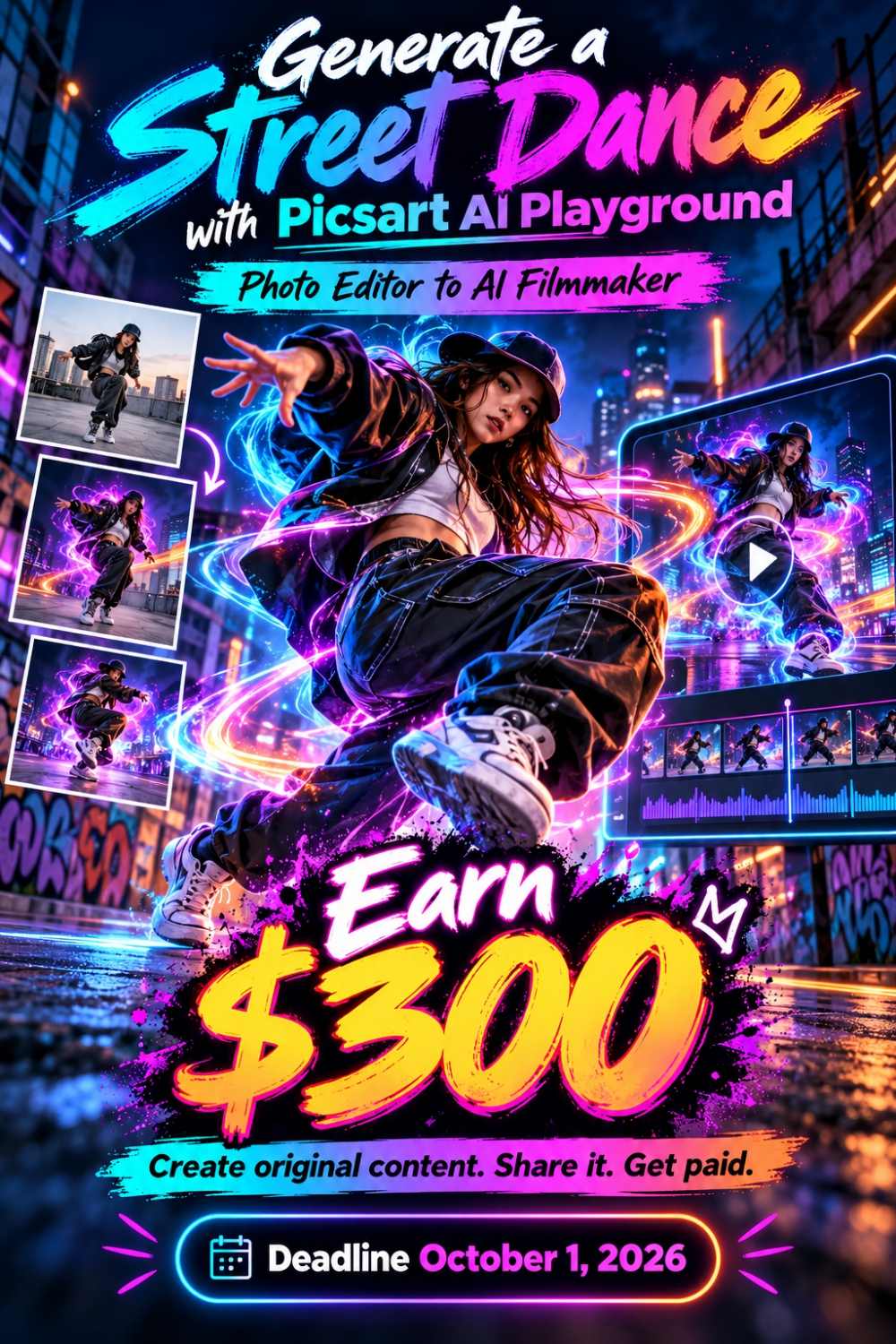 Picsart AI Street Dance Creator Campaign — Turn AI Videos Into Earnings of Up to $300