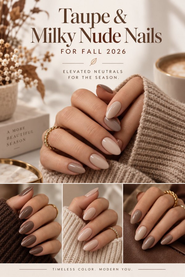 Taupe and Milky Nude Nails for fall 2026