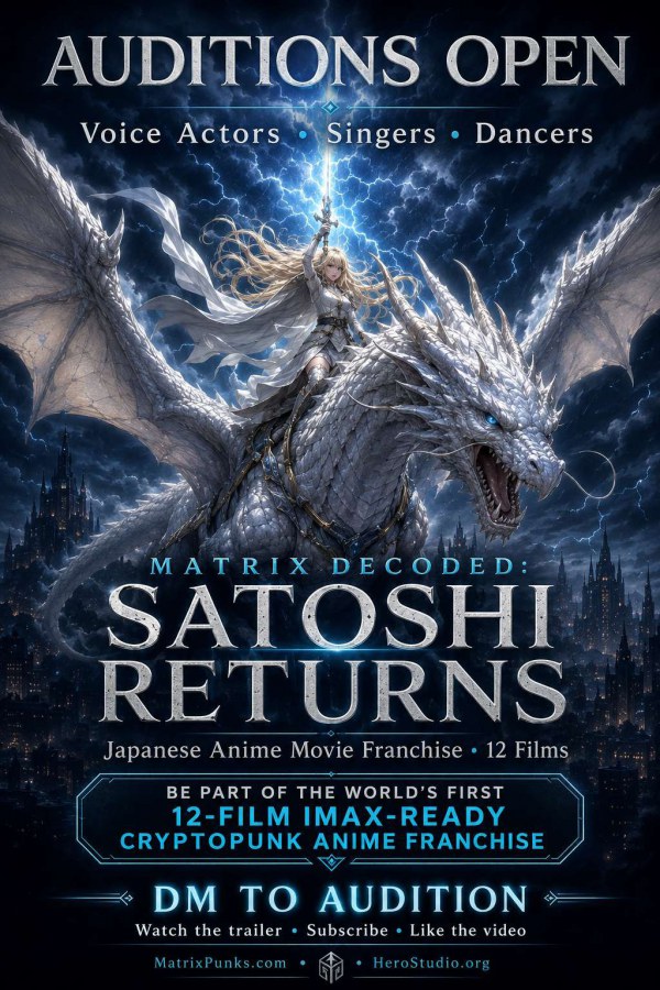 Auditions Open for Voice Actors, Singers and Dancers for Matrix Decoded: Satoshi Returns