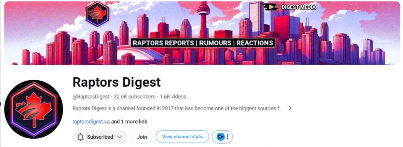 Raptors Digest Is A Prominent YouTube Channel That Showcases @raptors Content