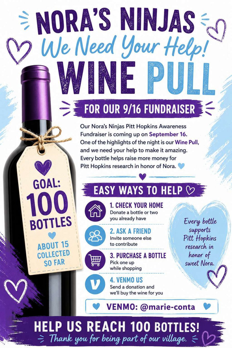 Nora’S Ninjas Seeks Community Support For Pitt Hopkins Awareness Wine Pull Fundraiser