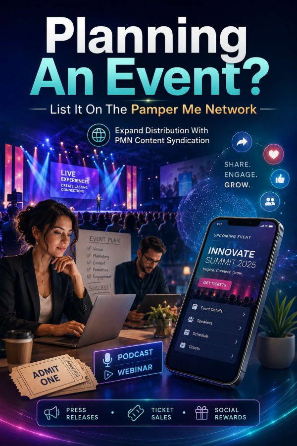 Planning an Event? List It on the Pamper Me Network and Reward Social Media Users to Share