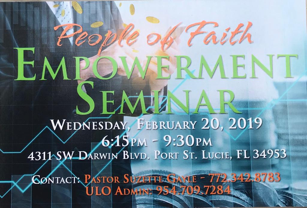 People Of Faith: Empowerment Seminar Coming To Port St. Lucie, Florida @matrixthinker #financialplanning #finance #selfhelp