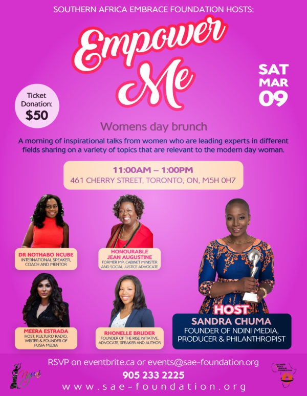 Dr. Thabo Joins Honourable Jean Augustine, Meera Estrada And Rhonelle Bruder At ‘Empower Me’ #womensday Brunch @sae Foundation @drthabo @jeanaugustine07 @ndinimedia @meeraestrada @ndinimedia @matrixthinker