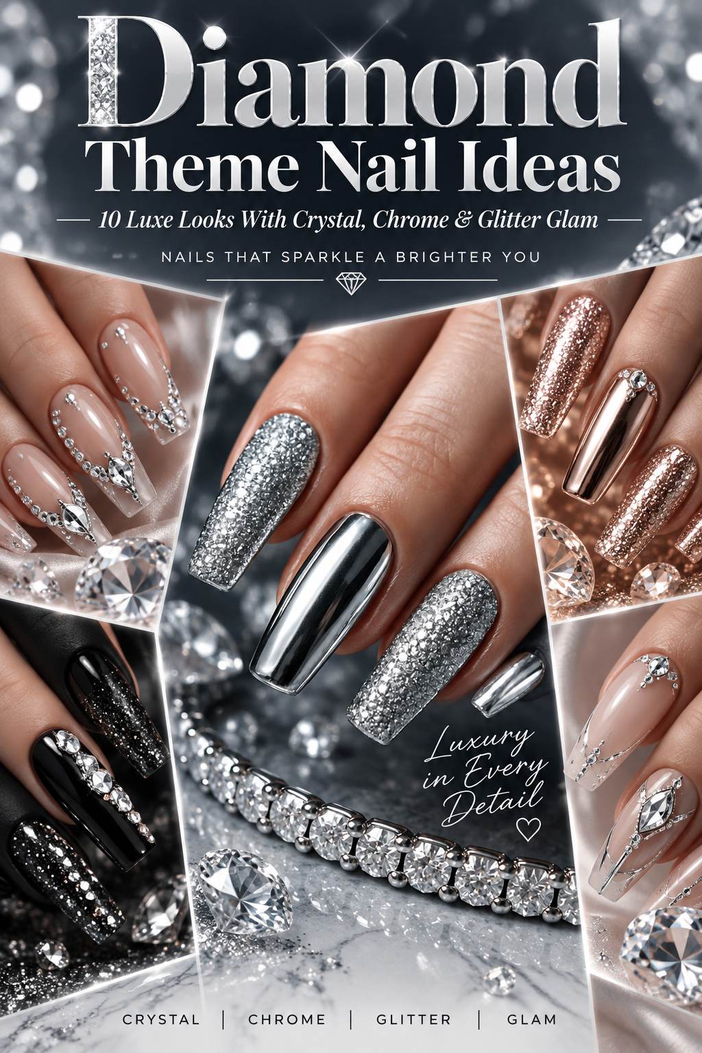 Diamond theme nail ideas Pinterest style feature image