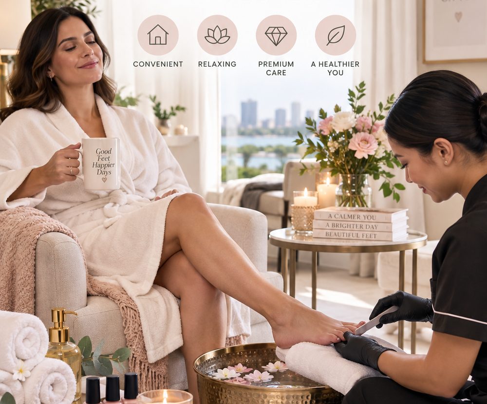 Mobile pedicure treatment delivered in a comfortable private setting