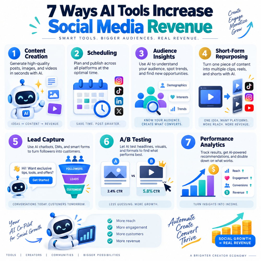 Seven ways AI tools can increase social media revenue