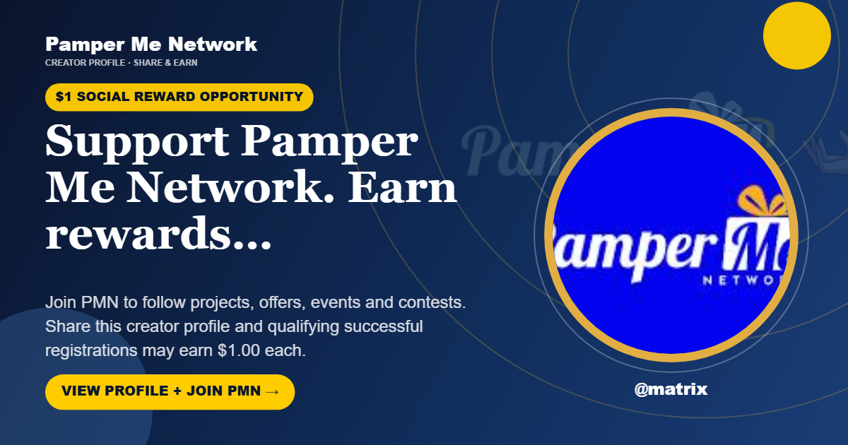 Professional share creative for Pamper Me Network