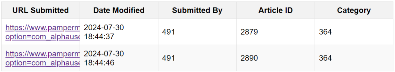 Index Now Report - Pamper Me Network submission
