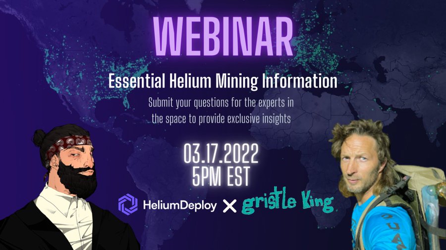 Essential Helium Mining Information Webinar March 17, 2022 @ 5:00 PM #Crypto #Mining #HeliumMining @Heliumdeploy #webinars
